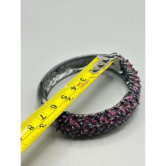 KJL Bangle Bracelet Hot Pink Fuchsia Crystals Clamper Bracelet Kenneth Jay Lane - Picture 8 of 9